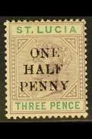 1891-92 "ONE HALF PENNY" Surcharge On 3d Dull Mauve And Green, Die I, SG 53, Fine Mint. For More Images, Please Visit Ht - St.Lucia (...-1978)