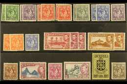 1938-48 Definitives Complete Set With All Listed PERFORATION TYPES & SHADES, SG 128/41, 128a/35a & 134b, Very Fine Mint, - Ste Lucie (...-1978)