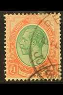 1913-24 £1 Green And Red, SG 17, Good Colour And Neat Cds, Tiny Hinge Thin. For More Images, Please Visit Http://www.san - Zonder Classificatie