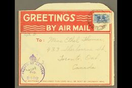 AEROGRAMME 1945(?) "Greetings From H.M. Middle East Forces" Christmas Air Letter, Printed Red Frame On Front With 3d Ban - Unclassified