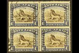 OFFICIALS 1950-4 1s Blackish Brown & Ultramarine, SG O47a, Genuinely Postally Used BLOCK OF 4, Centred Low And Other Fau - Zonder Classificatie