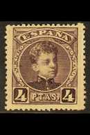 1901 4 Peseta Plum, SG 305, Mi 216, Fine Mint For More Images, Please Visit Http://www.sandafayre.com/itemdetails.aspx?s - Autres & Non Classés