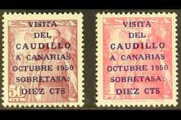 1951 General Franco's Canary Island Visit Overprints With "Caudillo" 16½mm Long (SG 1149A/50A, Michel 985/86, Edifil 108 - Autres & Non Classés