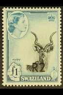 1961 2r On £1 Kudu, Type II Surcharge At Bottom, SG 77b, Never Hinged Mint. For More Images, Please Visit Http://www.san - Swaziland (...-1967)