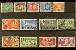 1945 'Pax' Peace Complete Set (Michel 447/59, SG 447/59), Fine Cds Used, 10f With Minor Repaired Tear, Fresh, Cat £1,200 - Autres & Non Classés