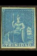 1851 (1d) Deep Blue On Blued Paper Britannia, SG 4, Mint Lightly Hinged With 4 Margins & Lovely Fresh Appearance. For Mo - Trindad & Tobago (...-1961)