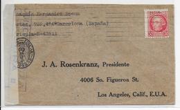 1938 - LETTRE PUB DECOREE (VOIR DOS) Avec CENSURE REPUBLICAINE De BARCELONA => LOS ANGELES (USA) - Cartas & Documentos