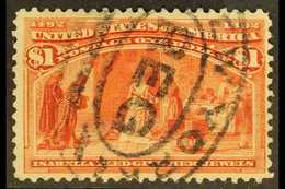 1893 $1 Salmon, Queen Isabella Pledging Her Jewels, Sc 241, Superb Used With Neat Registration Cancel. For More Images,  - Autres & Non Classés