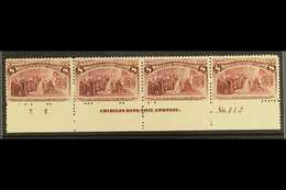 1893 8c Magenta Columbian Expo, SG 241 (Scott 236), Plate Number Strip Of Four With Full Imprint And Letter, Lovely Fres - Sonstige & Ohne Zuordnung