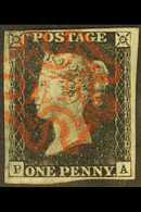 1840 1d Black 'PA' Plate 4 With Double Letter "P", SG Spec AS23b, Used With Nice Clear Red Maltese Cross Postmark, Four  - Zonder Classificatie