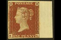 1854 1d Red- Brown 'SL' Plate 199 Imperforate IMPRIMATUR With 4 Full Margins With Part Sheet Margin At Right. Strong & F - Other & Unclassified