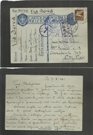 Albania. 1942 (8 Aug) WWII. Italy Forces. PM-22 Koronantua. Air Fkd Military Card Addressed To PM 3700, With ALBANIA Cen - Albanien
