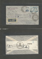 Airmails - World. 1940 (31 July) BRAZIL - GERMANY - LATI Italy. Airline Air Multifkd Envelope With Tied Scarce Air Label - Andere & Zonder Classificatie