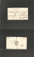 Argentina. 1821 (10 April) Buenos Aires - Cordoba. EL Full Text Red Doble Line "BUENOS / AYRES" + "3" Mns Charge. XF. Ni - Otros & Sin Clasificación