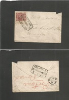 Argentina. 1885 (13 July) Estacion Ambulante FCO (Buenos Aires) Fkd Env 8c Red-wine, Margin Border WITH Inscription, Box - Autres & Non Classés