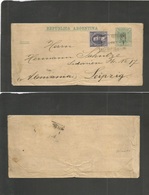 Argentina - Stationery. 1892 (12 March) Instruccion / Exp Nº4 - Germany, Leipzig. Complete 1c Green Stat Wrapper + 2c, A - Andere & Zonder Classificatie