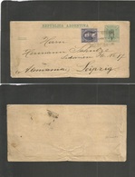 Argentina - Stationery. 1892 (12 March) Instruccion / Exp Nº4 - Germany, Leipzig. Complete 1c Green Stat Wrapper + 2c, A - Sonstige & Ohne Zuordnung