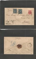 Argentina - Stationery. 1896 (11 Mayo) Independencia, Rosario De Sta Fe - Spain, Madrid. Via Buenos Aires. Registered 5c - Altri & Non Classificati