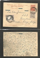 Argentina - Stationery. 1945 (17 Aug) Gonzalez Chaves - Belgian Congo, Usumbura, Urundi.12c Red Reply Half Stat Card + A - Andere & Zonder Classificatie
