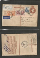 Australia. 1951 (7 Dec) Prahran, Vic - Germany, Berlin (14 Dec) Registered Air Multifkd 10 1/2 Brown Stat Env. VF. - Otros & Sin Clasificación