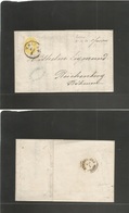 Austria. 1863 (12 January) Triest - Czech Bohemia, Reichenberg (13 Jan) EL Fkd 2 Kr Yellow Perf 16, Tied Cds. VF Arrival - Andere & Zonder Classificatie