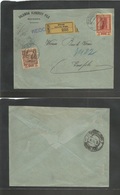 Austrian Levant. 1913 (13 March) Rhodus / Rodes - Constantinople, Turkey (17 March) Registered Multifkd Envelope Comerci - Autres & Non Classés