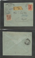 Austrian Levant. 1913 (13 March) Rhodus / Rodes - Constantinople, Turkey (17 March) Registered Multifkd Envelope Comerci - Altri & Non Classificati