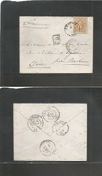 Belgium. 1874 (2 March) Anvers - France, Chateau D'Egnon (3-4 March) Fkd Envelope 30c Bister Cds. Fine. - Other & Unclassified