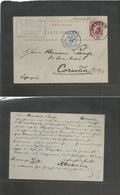 Belgium. 1884 (25 Nov) Anvers - Spain, Coruña (North East Galicia Region) 10c Red / Grey Stat Card, Cds. Via Paris. Fine - Other & Unclassified