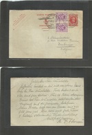 Belgium - Stationery. 1932 (14 Aug) Reply Half Stat Card Proper Usage. Zurich, Switzerland - Zebruge. 60c Red Reply Half - Autres & Non Classés