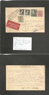 Belgium - Xx. 1940 (22 Sept) WWII. Antwerpen - Lille, France. Express Postal Service 40c Lilac Stat Card + 4 Adtls Tied  - Sonstige & Ohne Zuordnung