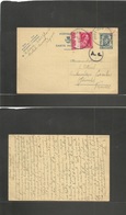 Belgium - Xx. 1943 (30 Jn) Mortsal / Anvers - France, Gambes, Gironde. 50c Blue / Cream Stat Card + Adtl With Margin Bor - Andere & Zonder Classificatie
