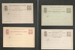 Belgian Congo. C. 1890s. Etat Indep. Cong. 4 Diff Mint Stationary Cards. Two Are Double. Fine Group. Opportunity. - Altri & Non Classificati