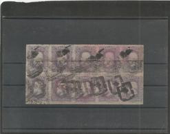 Brazil. 1878-9. Sc. 69. 20rs Lilac Perce. Used Block Of 10, Box Cork Symbol Cancel, Light Hong Filing Crease As Applied  - Autres & Non Classés