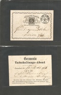 Brazil -Stationary. 1886 (15 May) RJ Local 20r Small D. Pedro Used Stat Card With PRIVATE PRINT / Germania. Fine. - Other & Unclassified