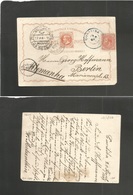 Brazil -Stationary. 1889 (20 April) Curitiba - Berlin, Germany (18 May) 80rs Orange Stat Card + Adtl Cds. Via RJ. Fine. - Other & Unclassified