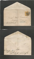 Canada. C. 1880s. Unsealed P.m. Rate Fkd 1c Yellow Small Queen Tied Cork Wide Lines To Saxony, Germany, Magonza. Shows F - Autres & Non Classés