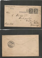 Canada. 1900 (July) Montreal - Germany. Wittenberg (12 Aug) Registered Fkd Envelope Small Queen Head Issue. 5c Pair. Fin - Autres & Non Classés