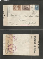Canada. 1942 (Dec 10) Daylesford, Sask - Switzerland, Geneva. POW Internees Mail. Multifkd Censored Envelope + Small Vil - Otros & Sin Clasificación