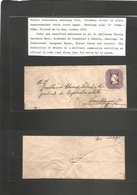 Chile - Stationery. C. 1872. De La Rue, London 5 Cts Violet Stat Env, Size A, 140x60mm, Pulid On Plane Wory Paper. Addre - Cile