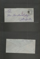 Chile - Stationery. 1877 (27 Enero) Santiago - Melpilla. 5c Grey Paris Print, 139x64mm On Bluish Plain Paper. Very Scarc - Chile