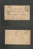 Chile - Stationery. 1877 (27 Feb) Linares - Santiago. Paris Print 5c Grey Stat Env On Ivory Plain Paper Size G. (H&G 10b - Chili