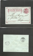 Chile - Stationery. 1886 (1 Enero) Estación Requinoa - Valp (2 Jan) Via Santiago. 2c Red Stat Card. Scarce TPO Depart +  - Chili