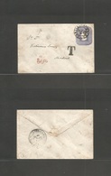Chile - Stationery. 1886 (30 Dic) Santiago - Spain, Madrid (28 Feb) 5c Lilac Stationary Envelope, Taxed For Insufficient - Chile