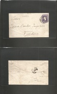 Chile - Stationery. 1890 (10 Feb) Ancud - Valdivia (11 Feb) 5c Lilac On Ivory Paper With Triple Lines. 2 ABNC, 40x82mm N - Cile