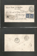 Chile. 1891 (29 Sept) Santiago - Germany, Hamburg. Eimsbütel (9 Nov) Registered 10c Bluish / White Stat Env + 5c Blue Pa - Chili
