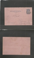 Chile - Stationery. 1891 (28 Nov) Iquique - Germany, Bremen. REPLY HALF. 3c Blue / Pink Stat Card. - Chile