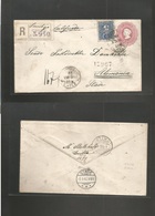 Chile - Stationery. 1892 (331 July) Santiago - Germany, Stade (6 Sept) Registered 15c Rose Stat Env + 5c Blue Perce Issu - Cile
