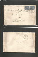 Chile. 1892 (15 Oct) Valp - Iquique (20 Oct) Fkd Local Env. Addressed To Ferrocarril Cº (x2) 5c Blue Cds. Scarce Local U - Chili