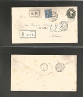 Chile. 1892 (1 Dec) Santiago - Netherlands, Rotherdam (9 Jan 93) Registered AR 20c Dark Green Color Issue Stat Envelope  - Chili